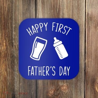 Cute Happy First Father's Day Baby Bottle Coaster