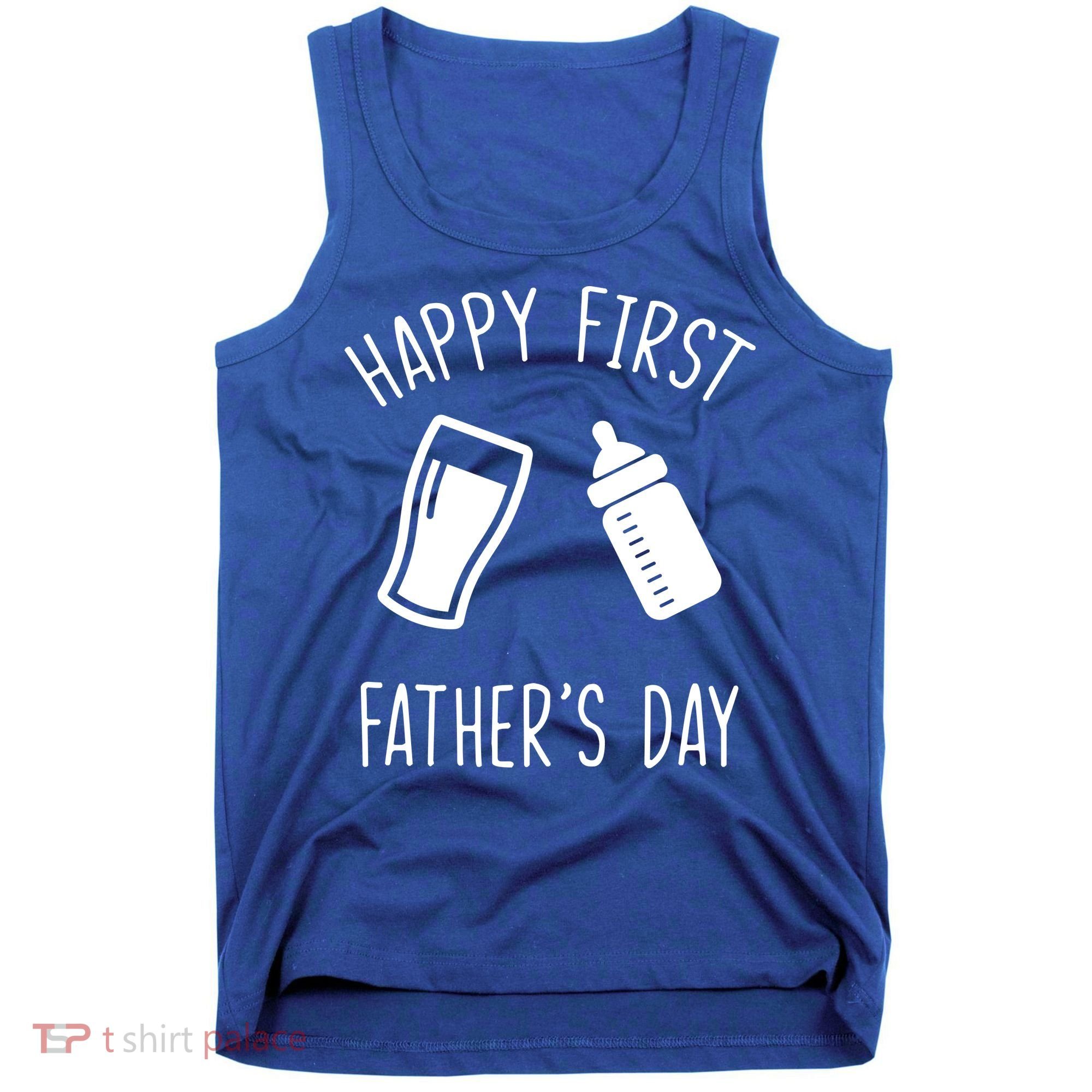 Cute Happy First Father's Day Baby Bottle Tank Top