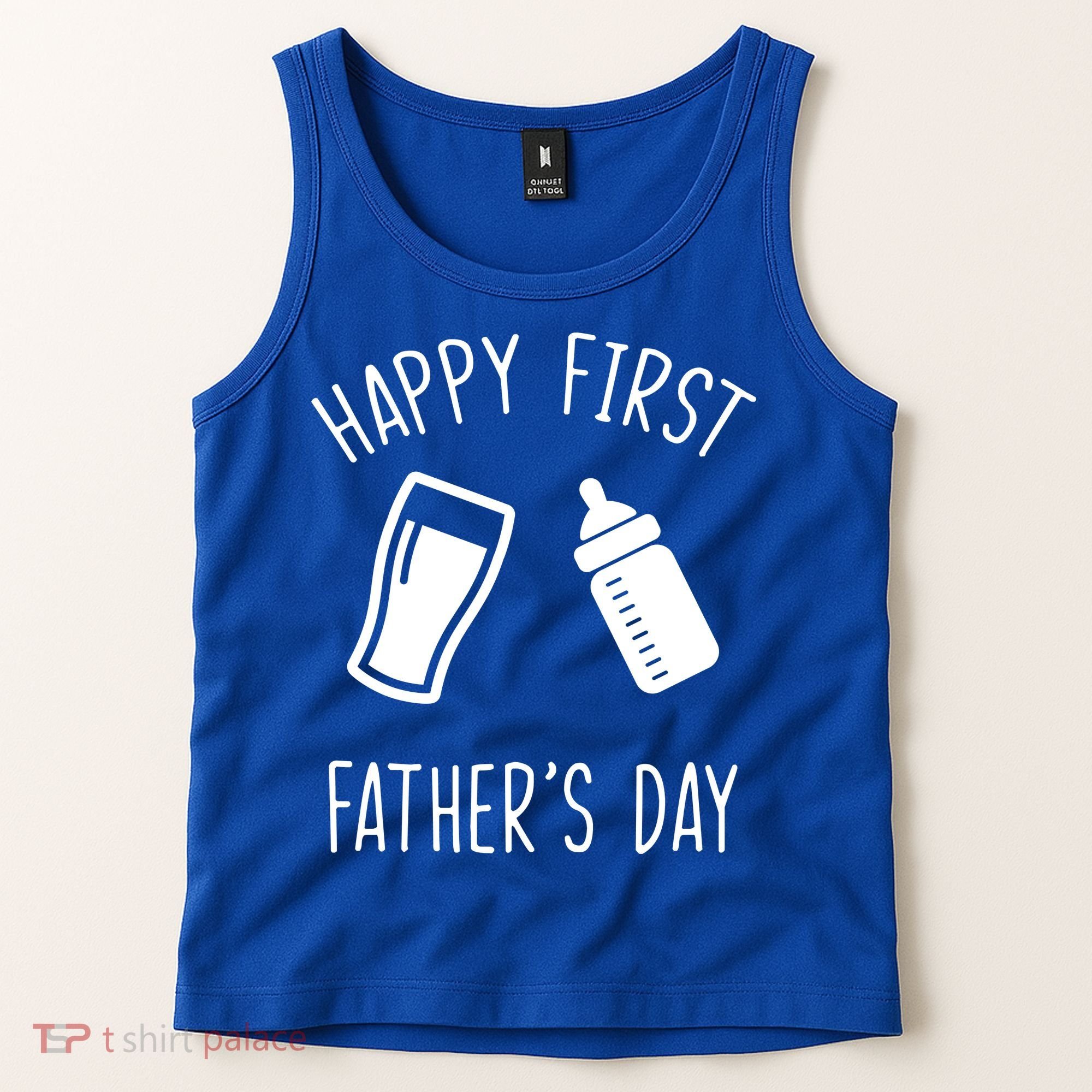 Cute Happy First Father's Day Baby Bottle Tank Top