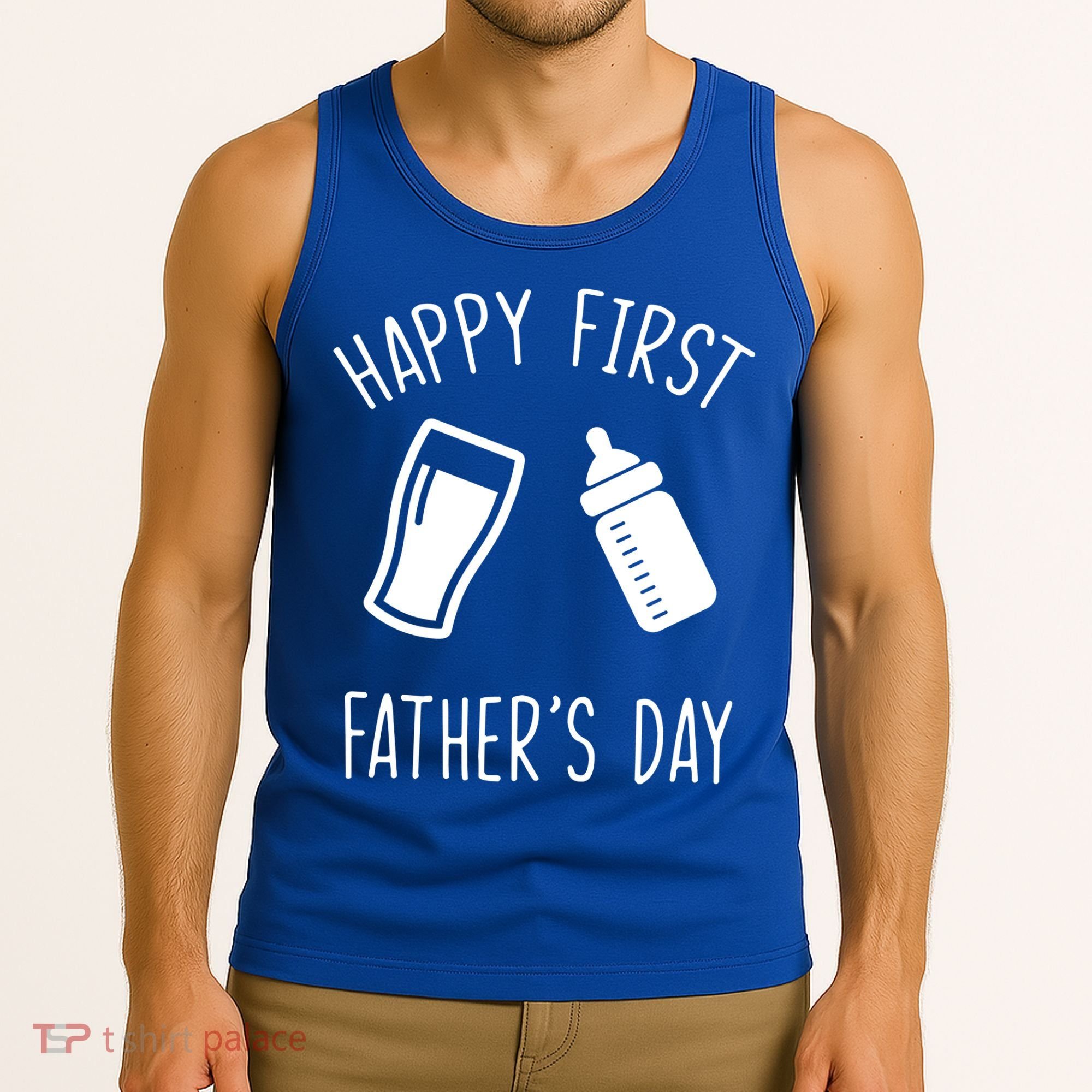 Cute Happy First Father's Day Baby Bottle Tank Top
