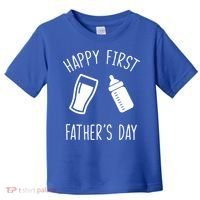 Cute Happy First Father's Day Baby Bottle Toddler T-Shirt thumb 0