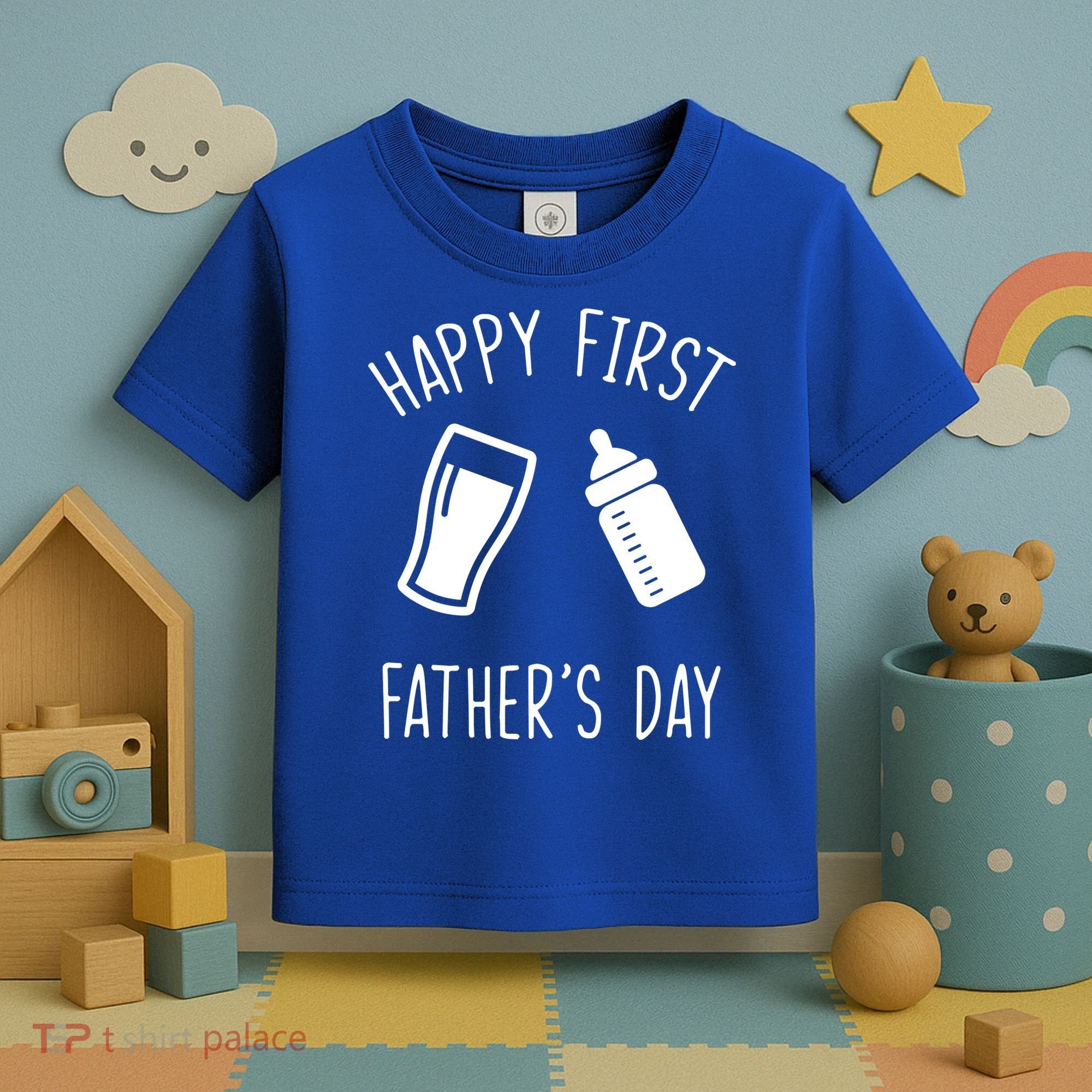 Cute Happy First Father's Day Baby Bottle Toddler T-Shirt