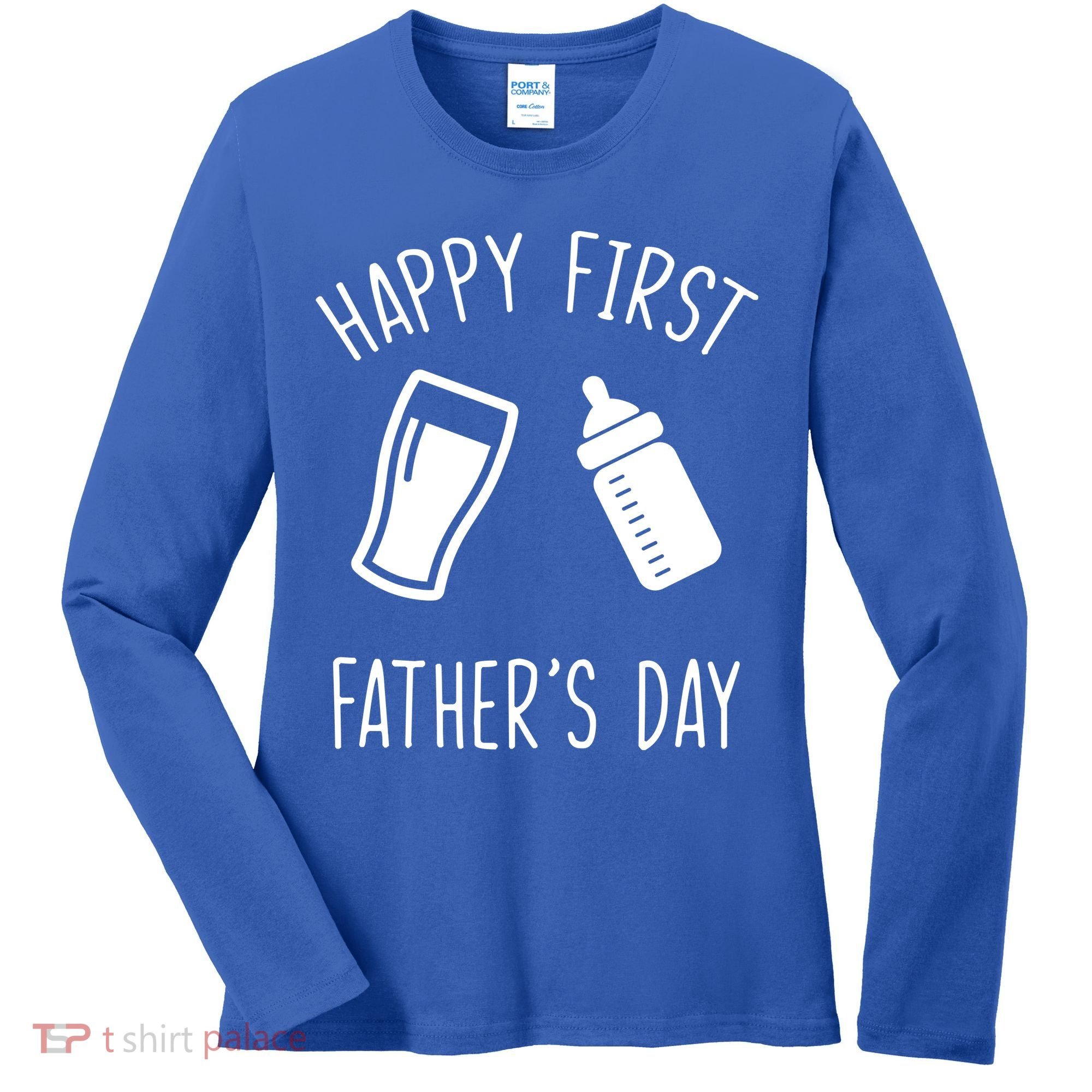 Cute Happy First Father's Day Baby Bottle Women's Long Sleeve Shirt