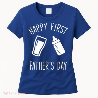 Cute Happy First Father's Day Baby Bottle Women's T-Shirt