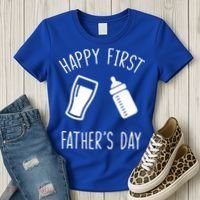 Cute Happy First Father's Day Baby Bottle Women's T-Shirt thumb 3
