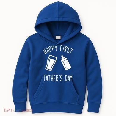 Cute Happy First Father's Day Baby Bottle Kids Hoodie