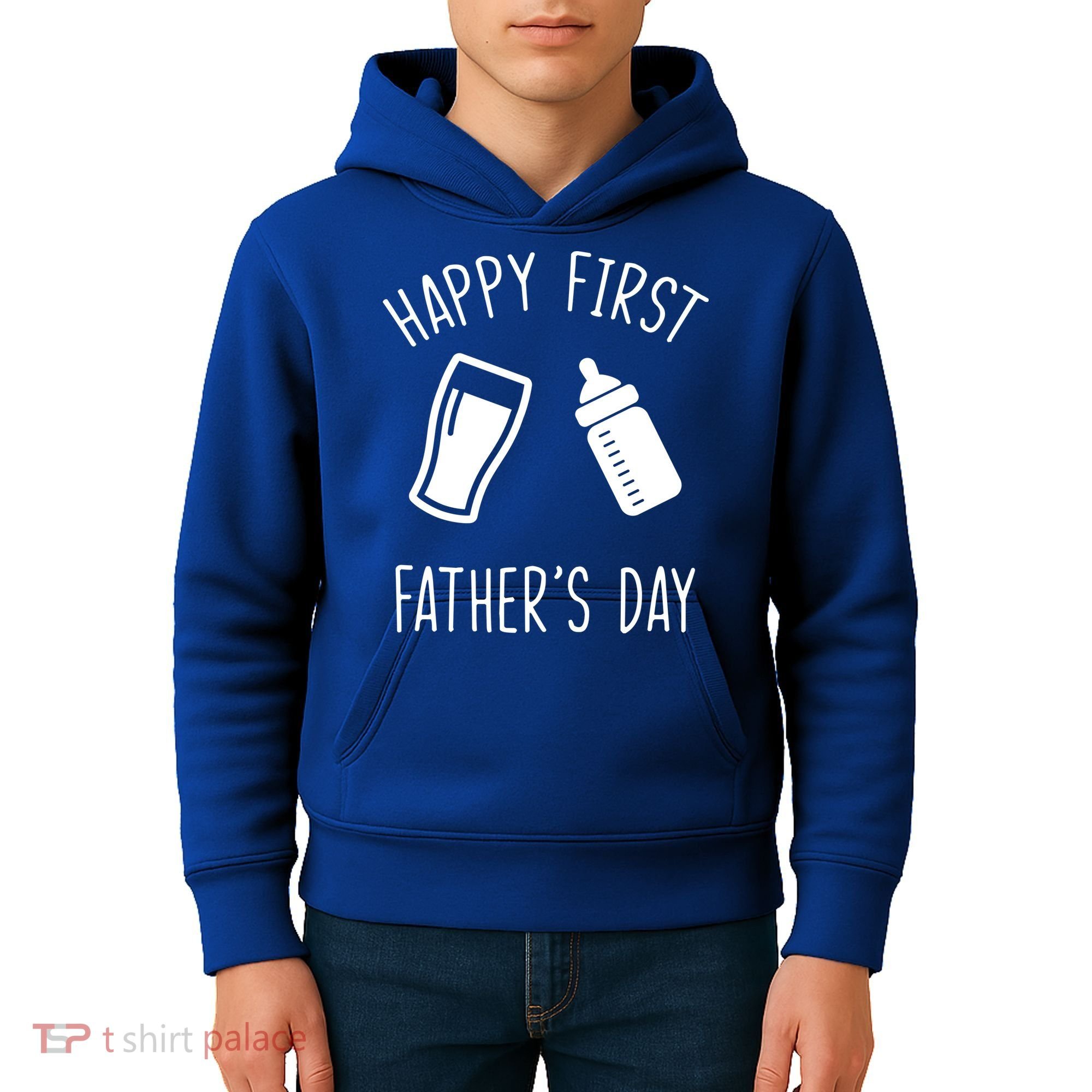 Cute Happy First Father's Day Baby Bottle Kids Hoodie