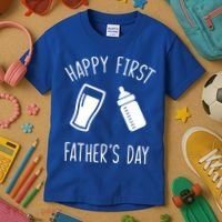 Cute Happy First Father's Day Baby Bottle Kids T-Shirt thumb 3