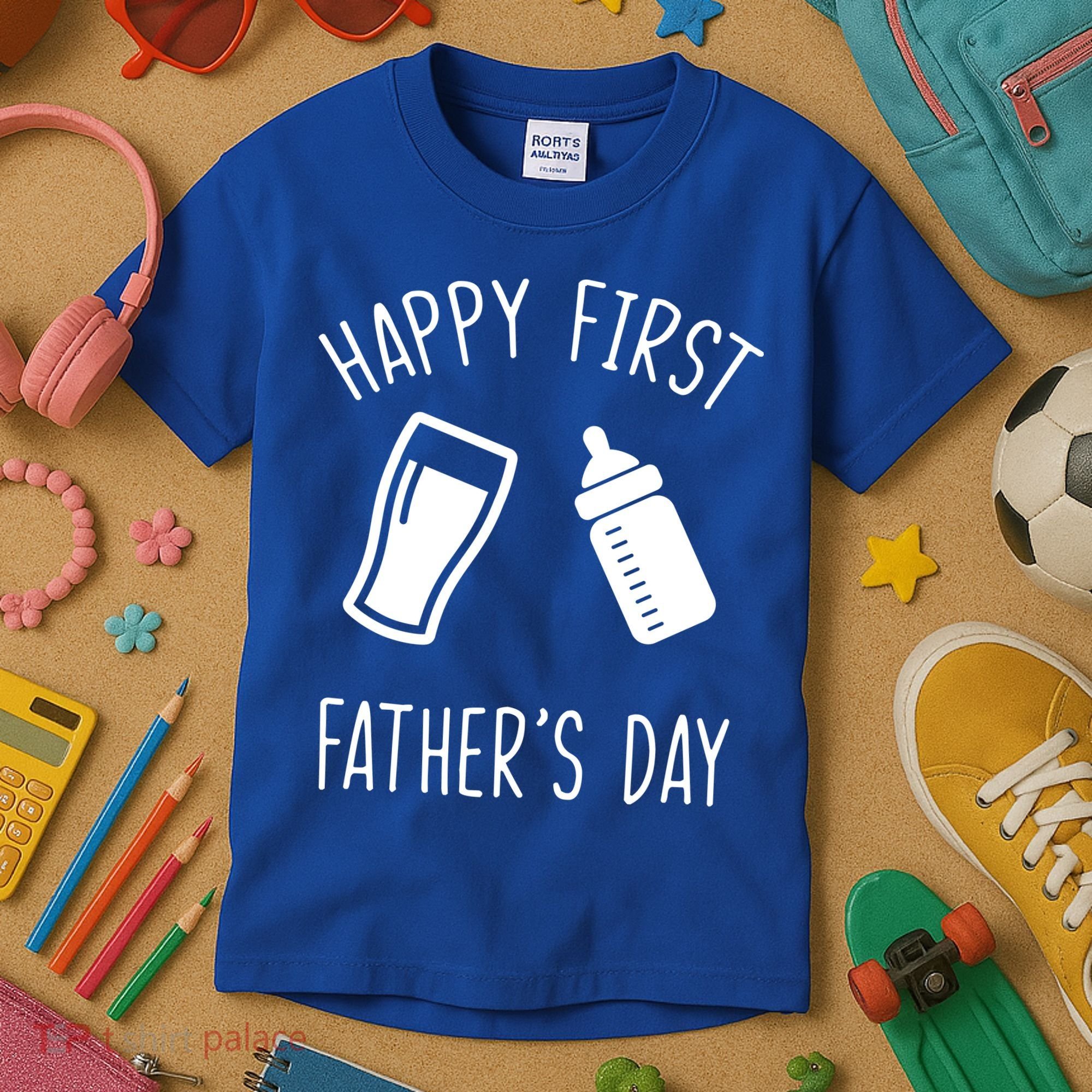 Cute Happy First Father's Day Baby Bottle Kids T-Shirt