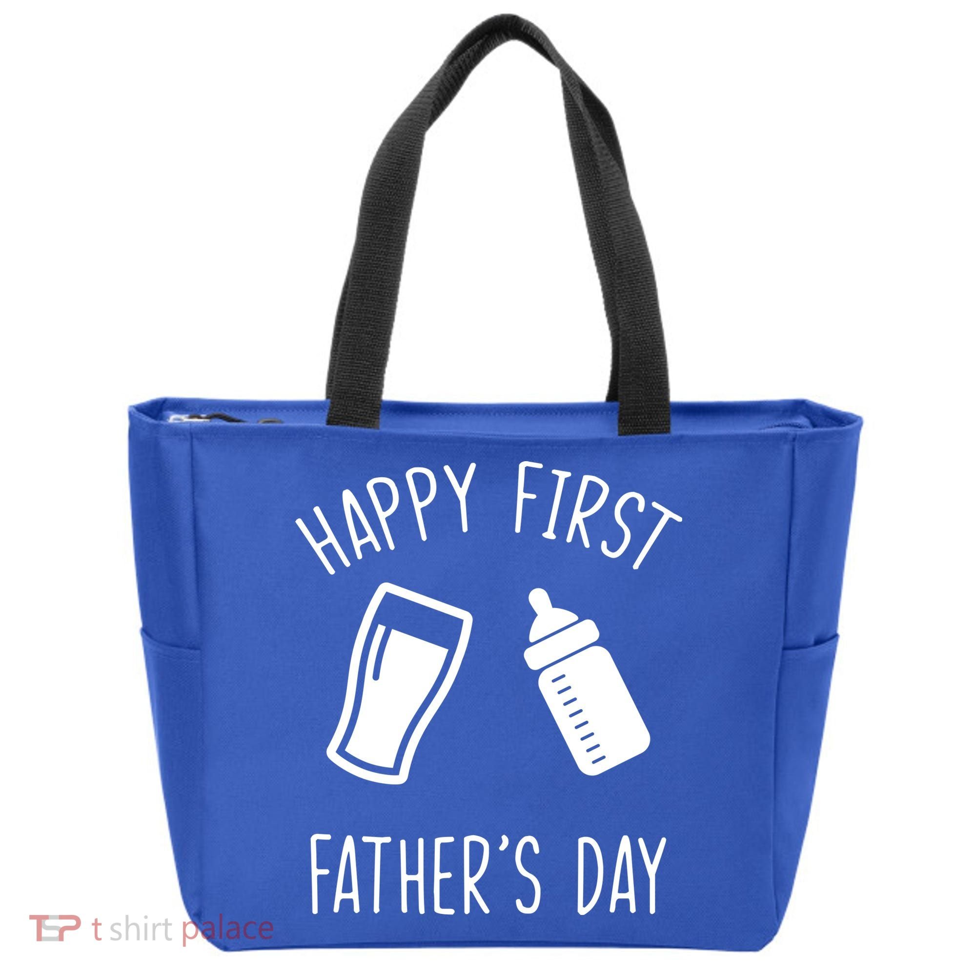 Cute Happy First Father's Day Baby Bottle Tote Bag