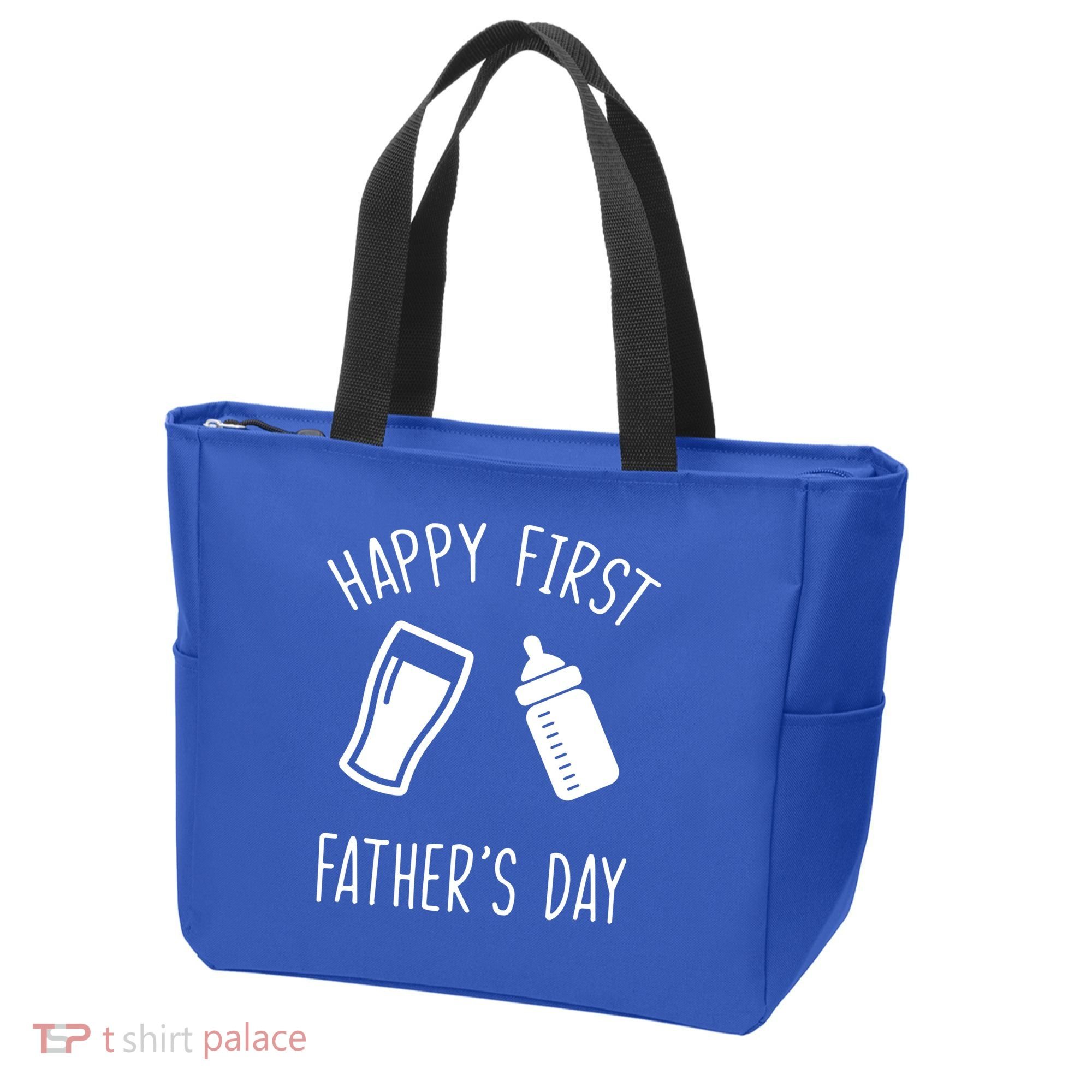 Cute Happy First Father's Day Baby Bottle Tote Bag