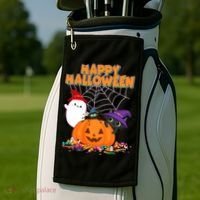 Cute Happy Halloween Friends Golf Towel thumb 2