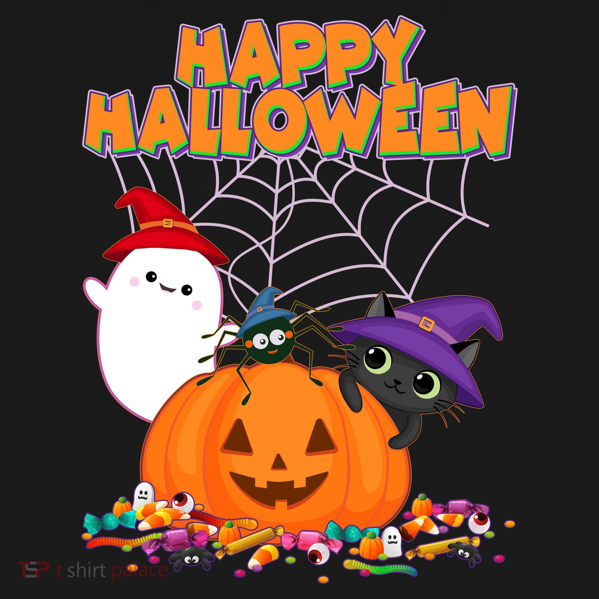 Cute Happy Halloween Friends Women's Long Sleeve Shirt