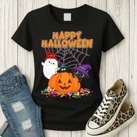 Cute Happy Halloween Friends Women's T-Shirt thumb 3
