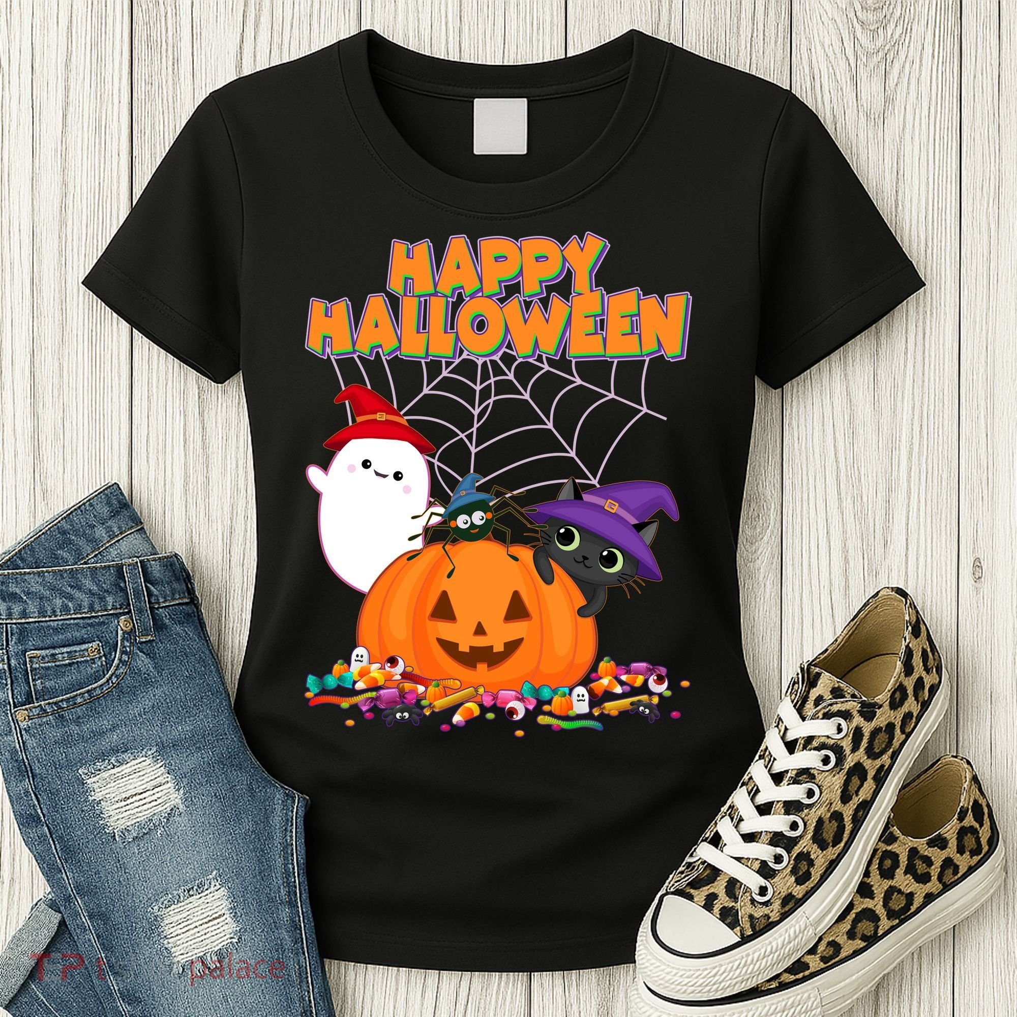 Cute Happy Halloween Friends Women's T-Shirt
