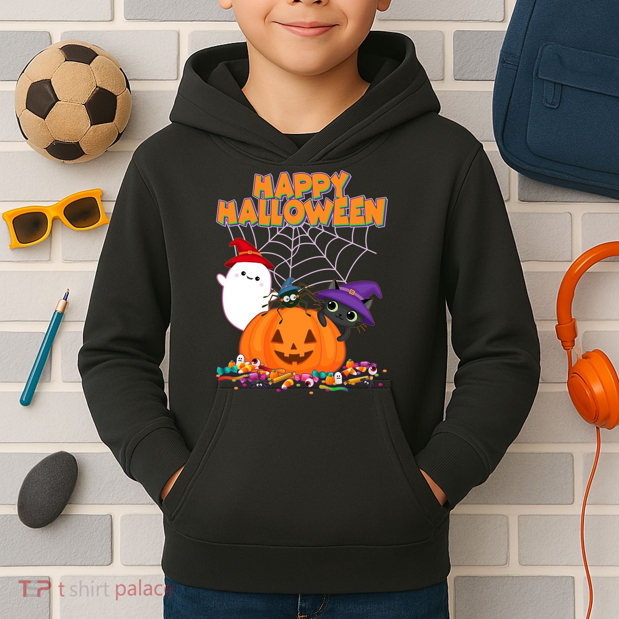Cute Happy Halloween Friends Kids Hoodie