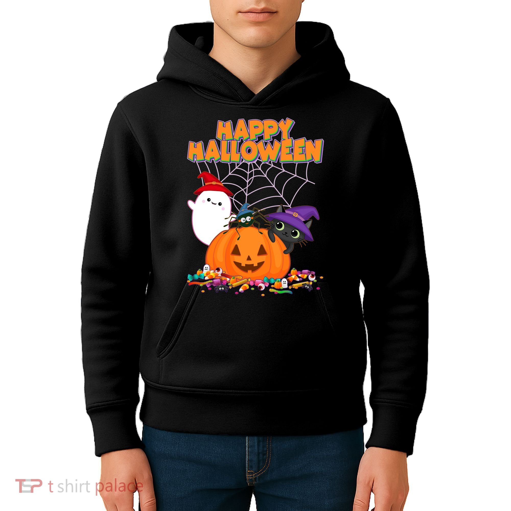 Cute Happy Halloween Friends Kids Hoodie