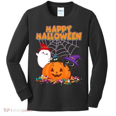 Cute Happy Halloween Friends Kids Long Sleeve Shirt