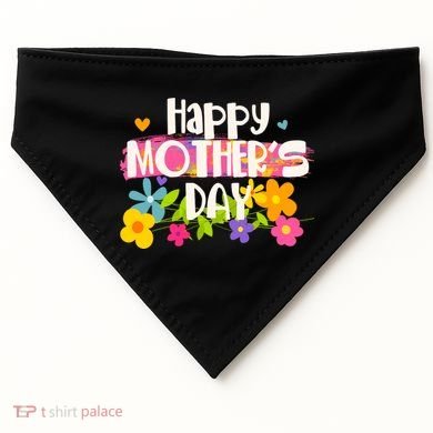 Cute Happy Mother's Day Paint Splash Flowers USA-Made Doggie Bandana