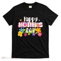 Cute Happy Mother's Day Paint Splash Flowers T-Shirt thumb 0