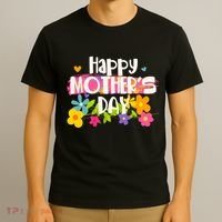 Cute Happy Mother's Day Paint Splash Flowers T-Shirt thumb 3