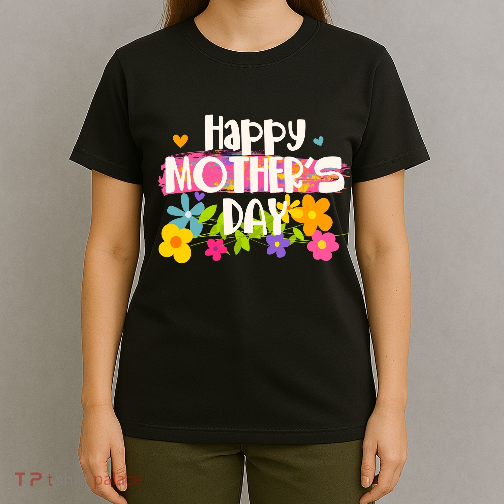 Cute Happy Mother's Day Paint Splash Flowers T-Shirt
