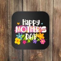 Cute Happy Mother's Day Paint Splash Flowers Coaster thumb 0