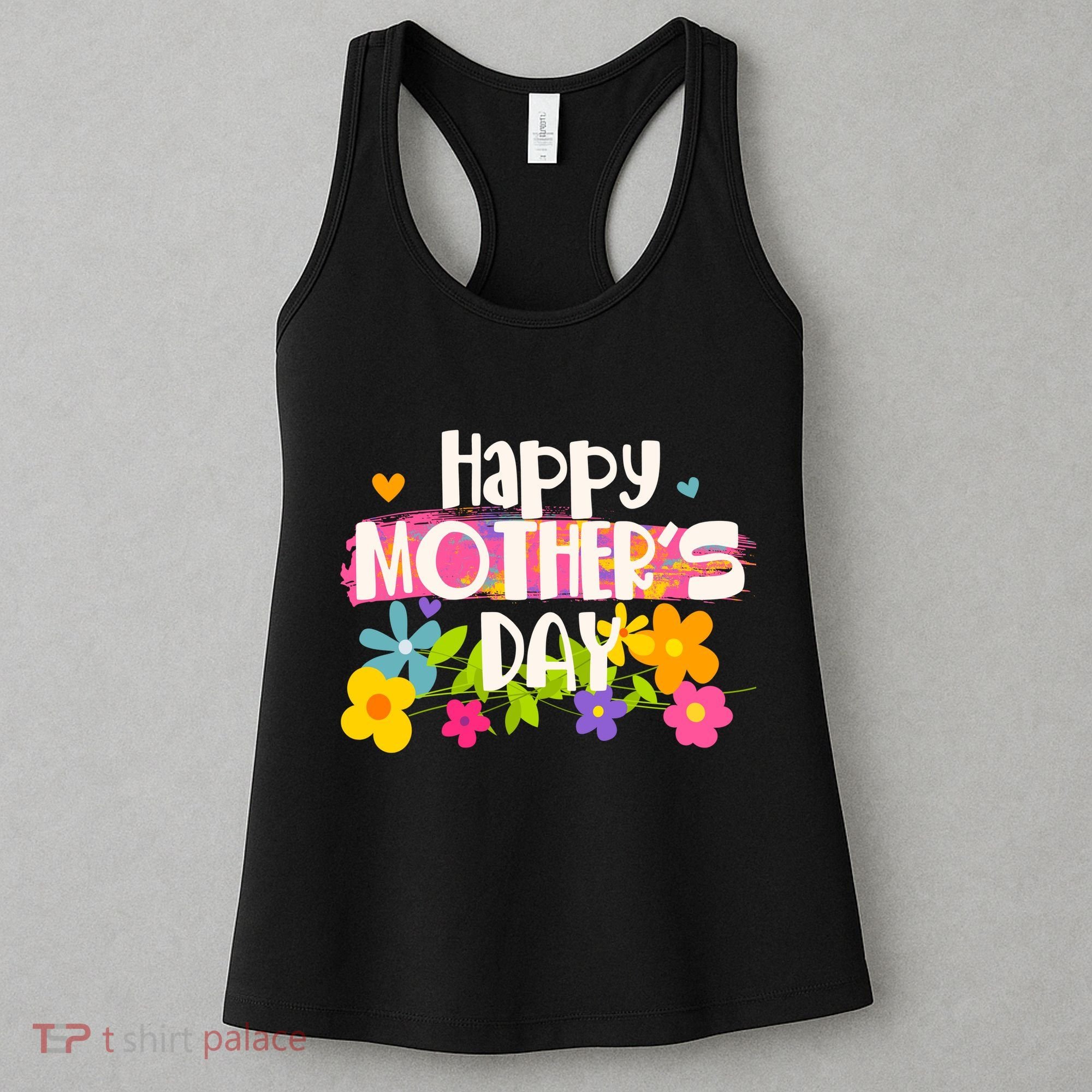 Cute Happy Mother's Day Paint Splash Flowers Women's Tank Top