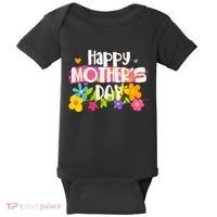 Cute Happy Mother's Day Paint Splash Flowers Baby Bodysuit thumb 0