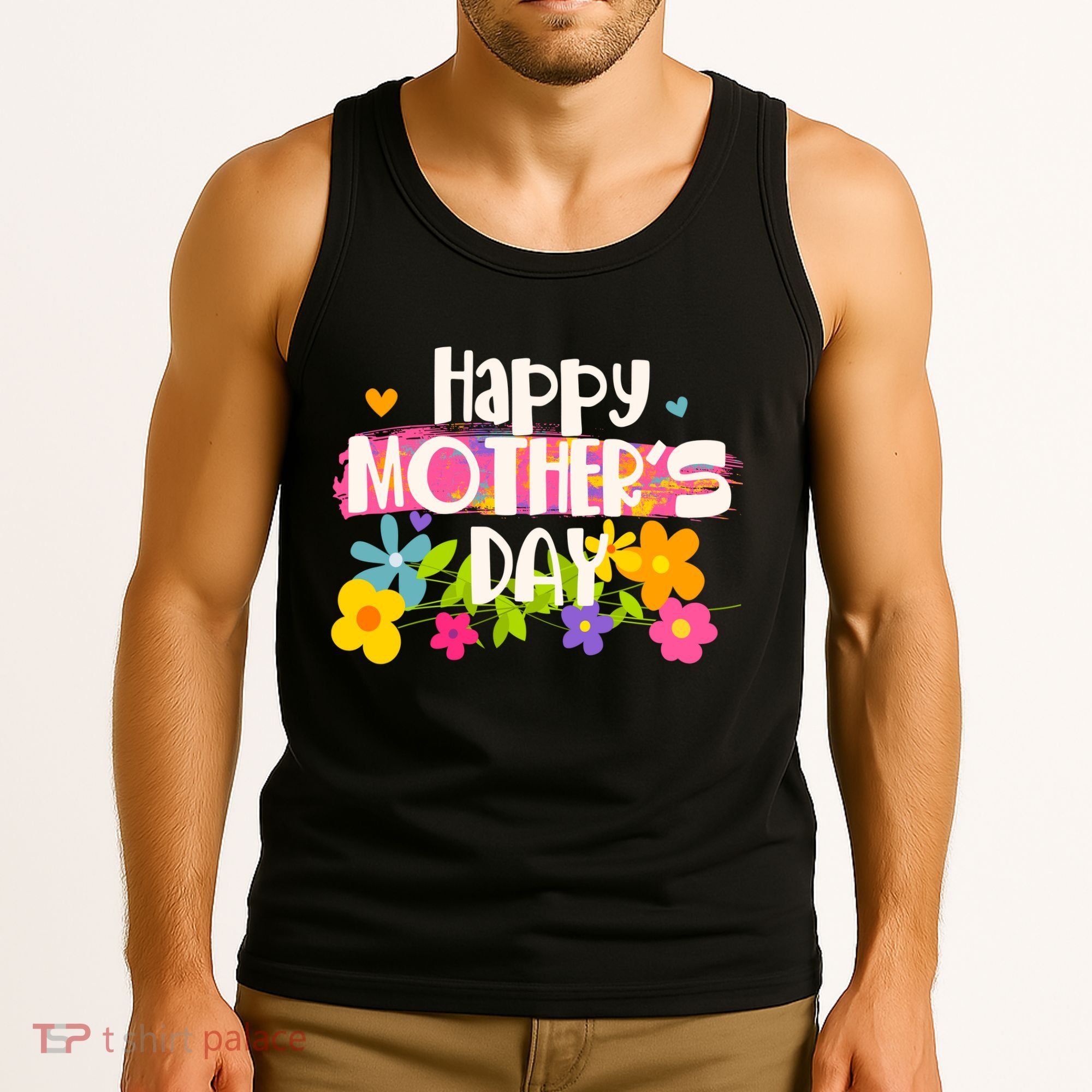 Cute Happy Mother's Day Paint Splash Flowers Tank Top
