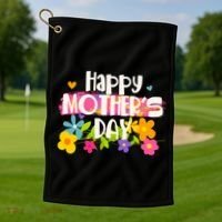 Cute Happy Mother's Day Paint Splash Flowers Golf Towel thumb 1