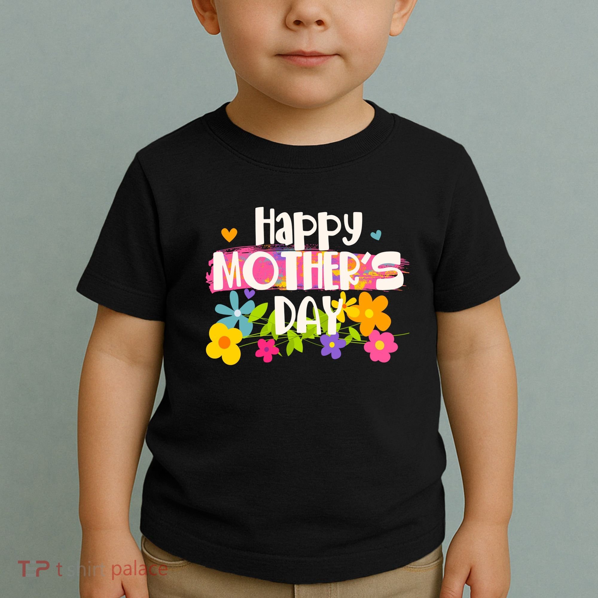 Cute Happy Mother's Day Paint Splash Flowers Toddler T-Shirt