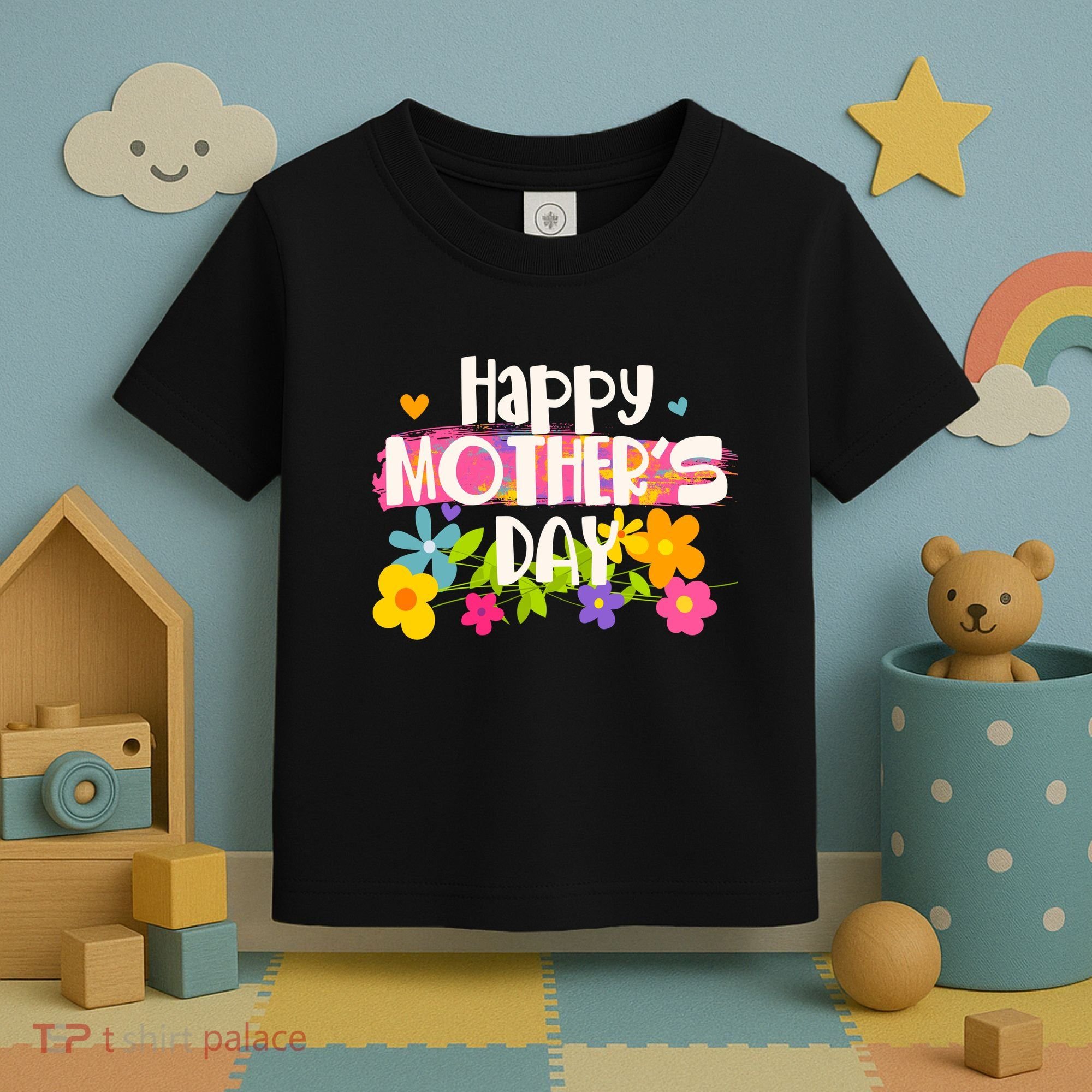 Cute Happy Mother's Day Paint Splash Flowers Toddler T-Shirt