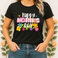 Cute Happy Mother's Day Paint Splash Flowers Women's T-Shirt thumb 2