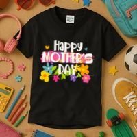 Cute Happy Mother's Day Paint Splash Flowers Kids T-Shirt thumb 3