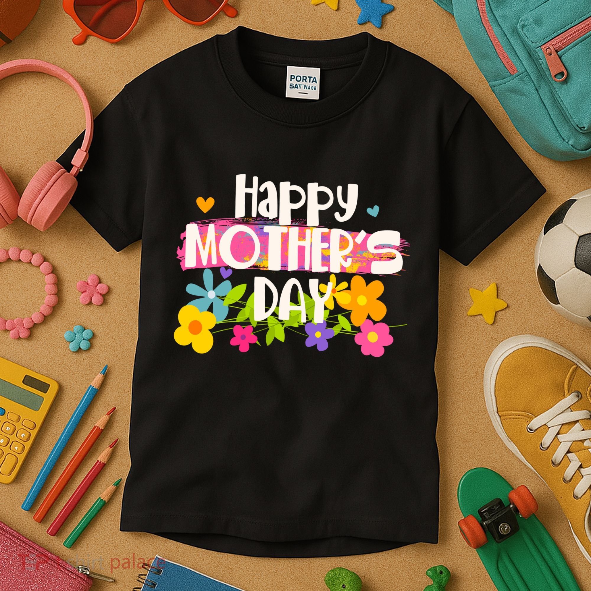 Cute Happy Mother's Day Paint Splash Flowers Kids T-Shirt