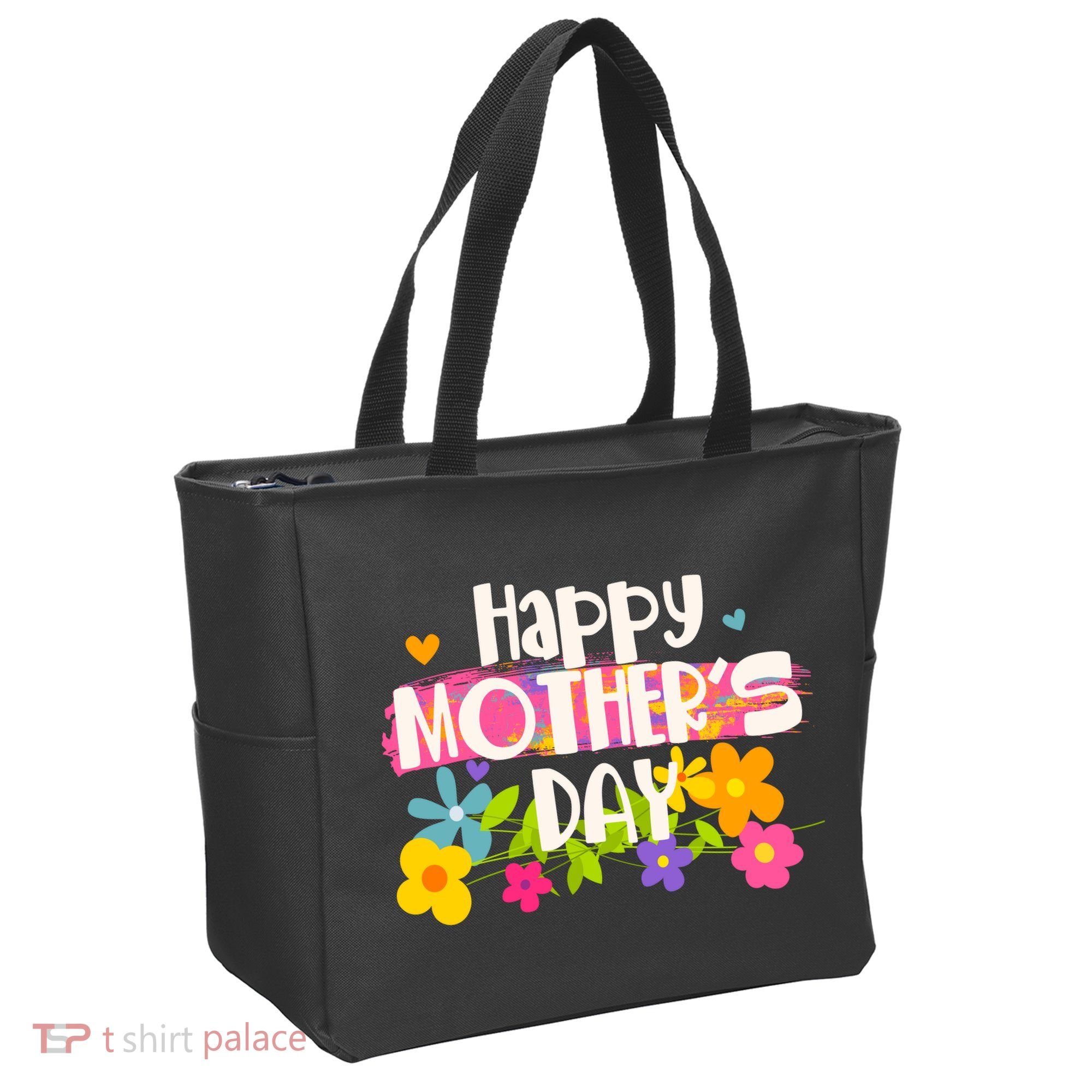 Cute Happy Mother's Day Paint Splash Flowers Tote Bag