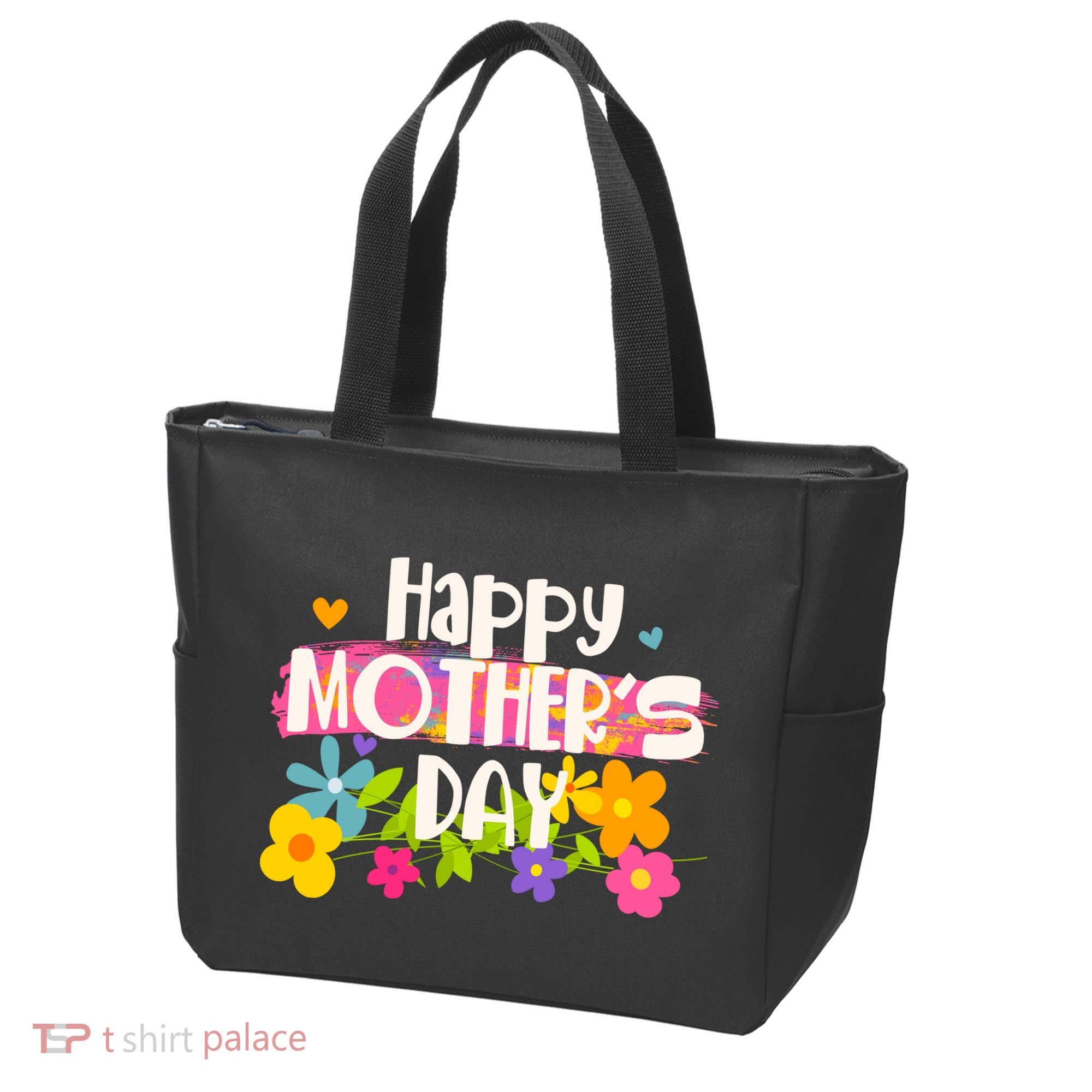 Cute Happy Mother's Day Paint Splash Flowers Tote Bag