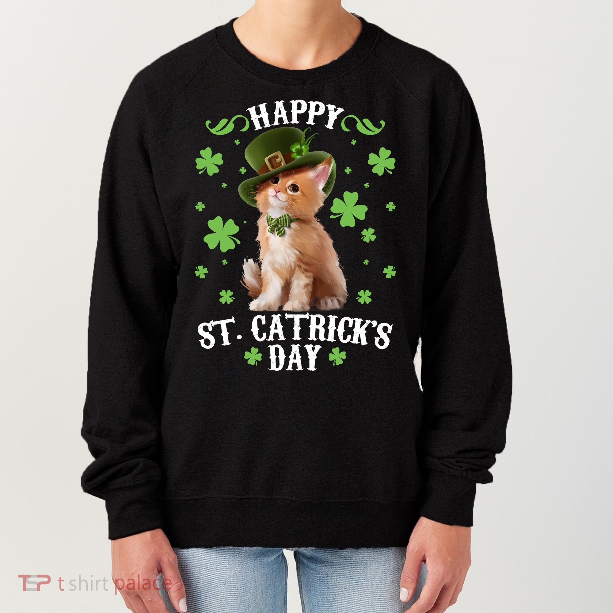 Cute Happy St Catricks Day Kitten Women's Sweatshirt