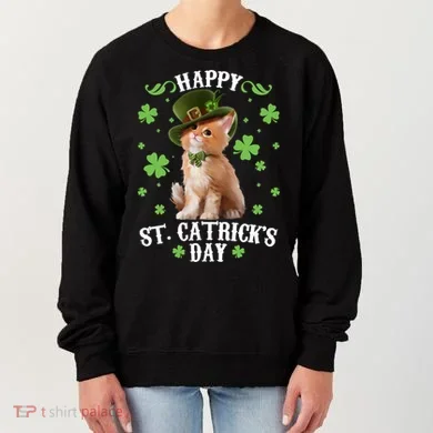 Cute Happy St Catricks Day Kitten Women's Sweatshirt