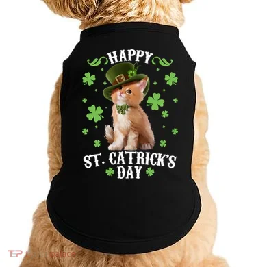 Cute Happy St Catricks Day Kitten Doggie Tank