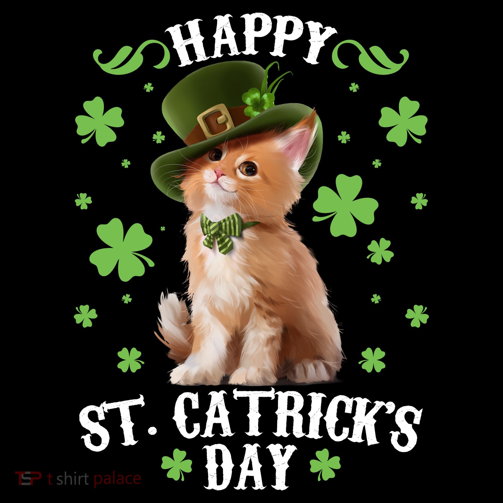 Cute Happy St Catricks Day Kitten USA-Made Doggie Bandana