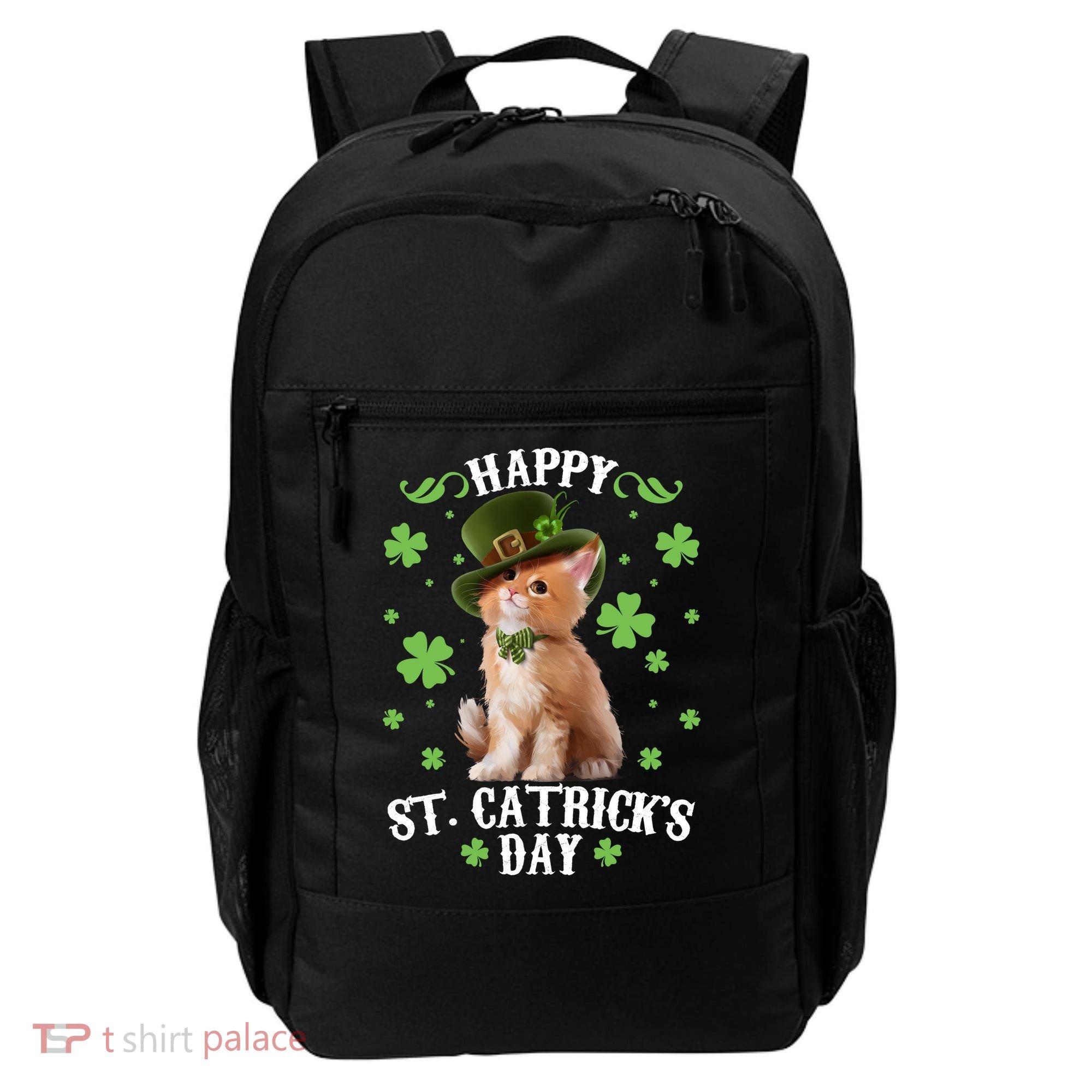Cute Happy St Catricks Day Kitten Backpack