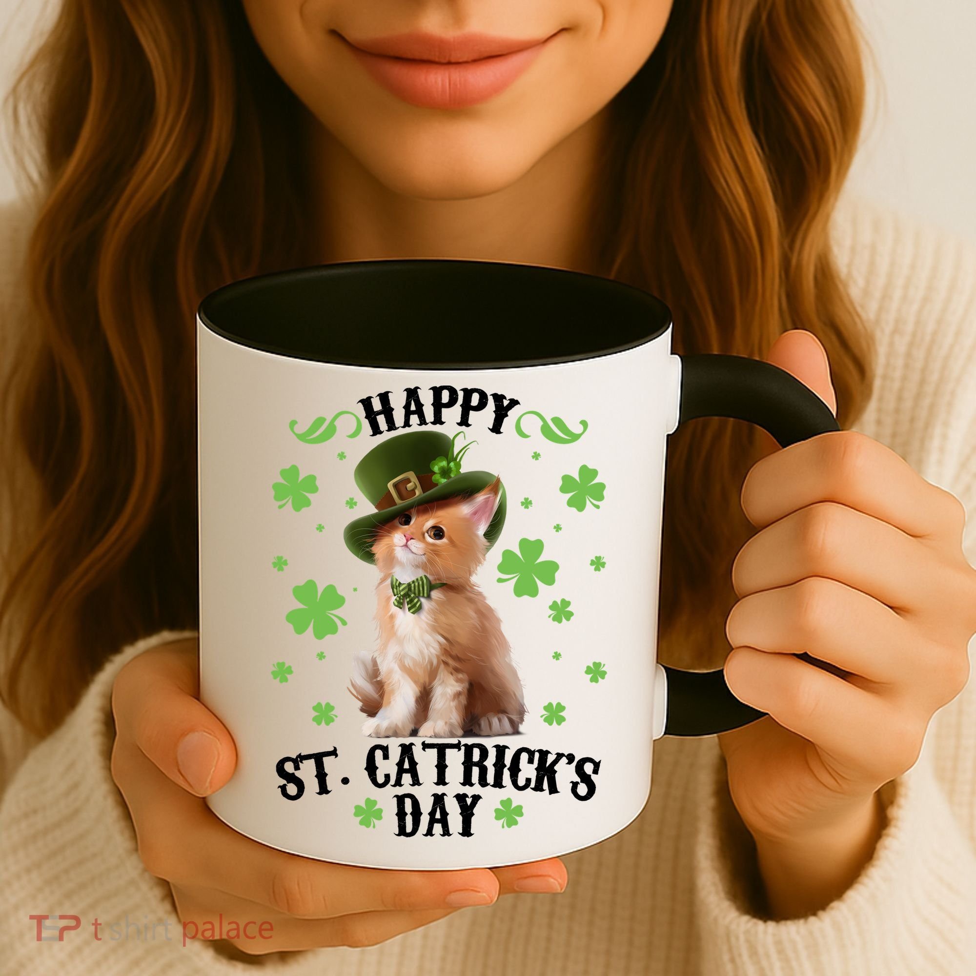 Cute Happy St Catricks Day Kitten Coffee Mug