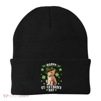 Cute Happy St Catricks Day Kitten Beanie