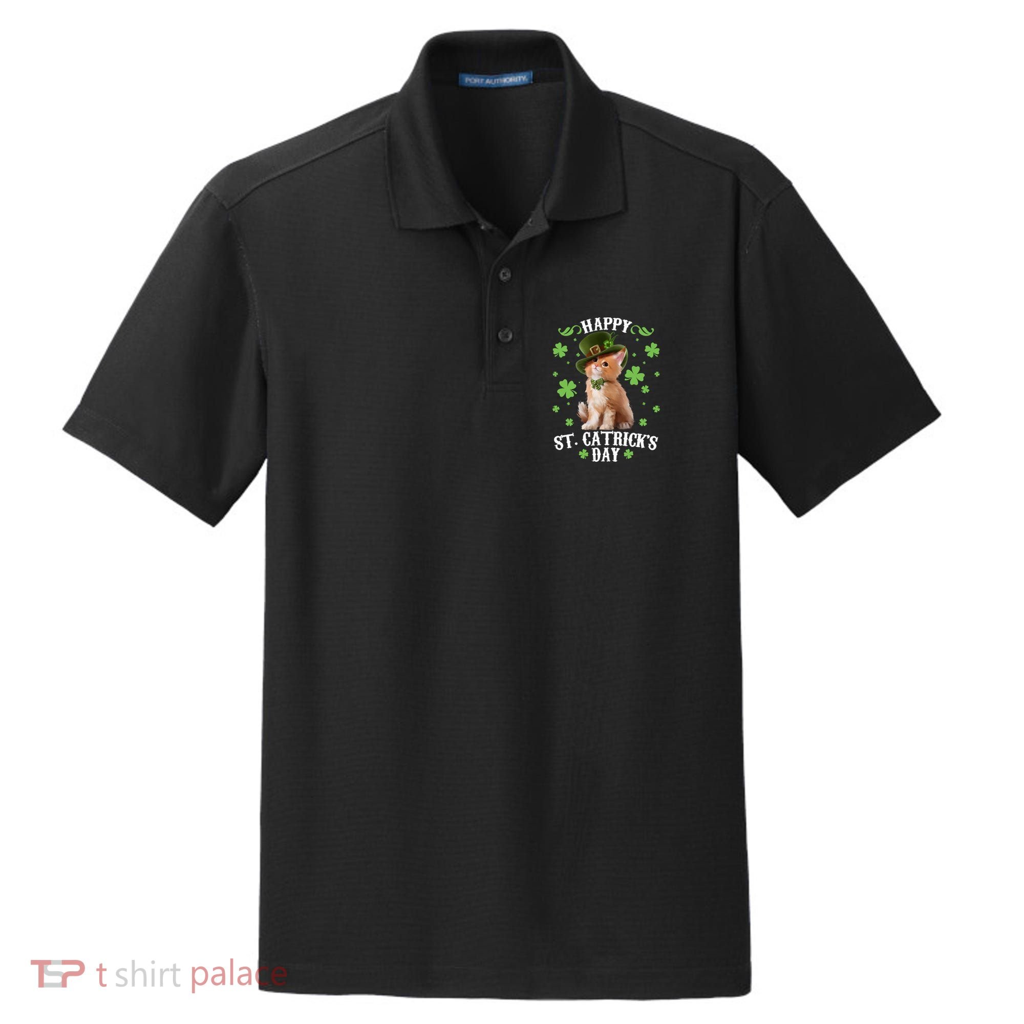Cute Happy St Catricks Day Kitten Dry Zone Grid Polo