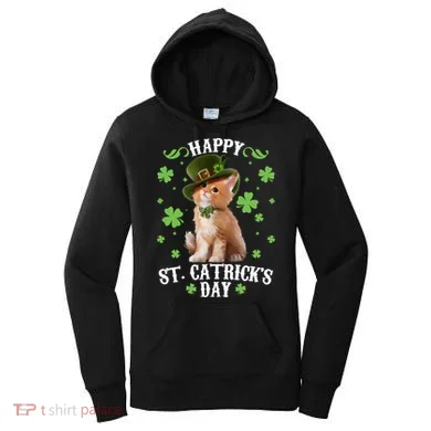 Cute Happy St Catricks Day Kitten Women's Hoodie