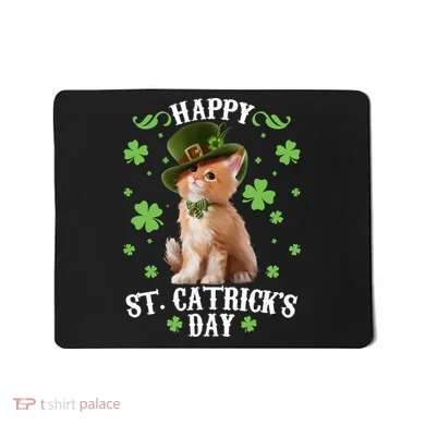 Cute Happy St Catricks Day Kitten Mousepad