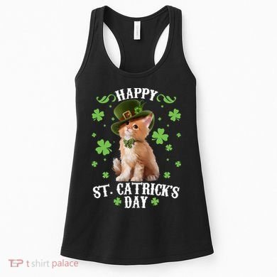 Cute Happy St Catricks Day Kitten Women's Tank Top