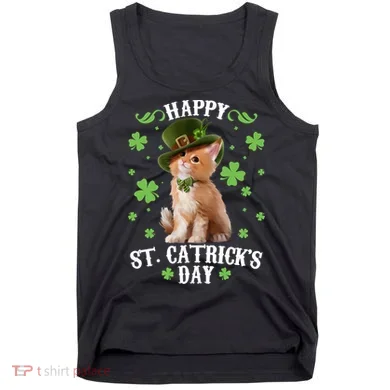 Cute Happy St Catricks Day Kitten Tank Top